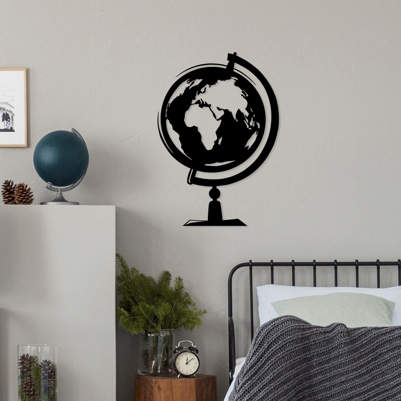 Decoratiune de perete, World Map 3, Dimensiune: 44 x 70 cm, Negru - imagine 6